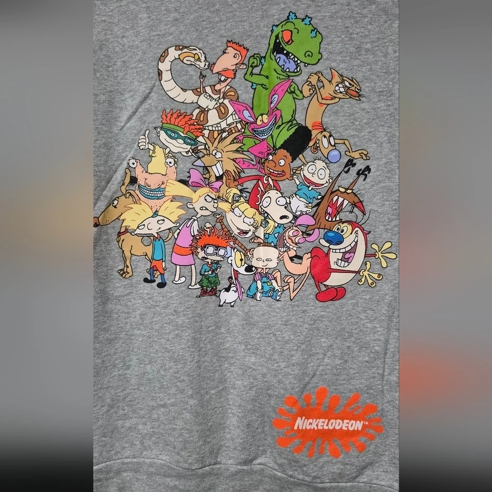 Nickelodeon Characters Gray Crewneck Sweater